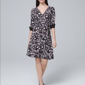 WHBM reversible circle print faux wrap dress